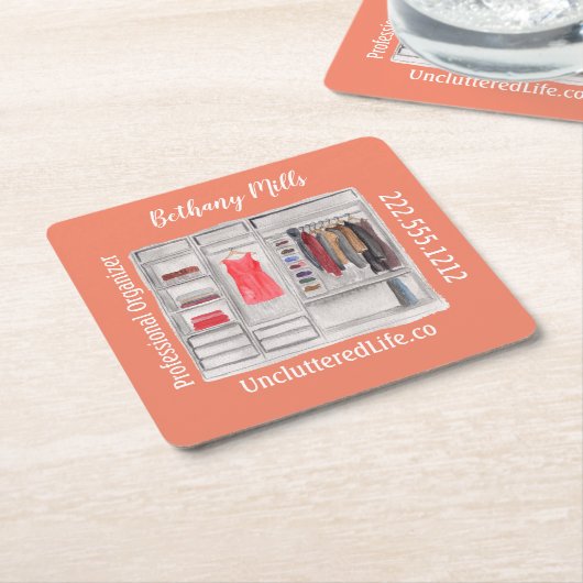 Waterverf Professional Organisator Modern Square Kartonnen Onderzetters (Schuin)