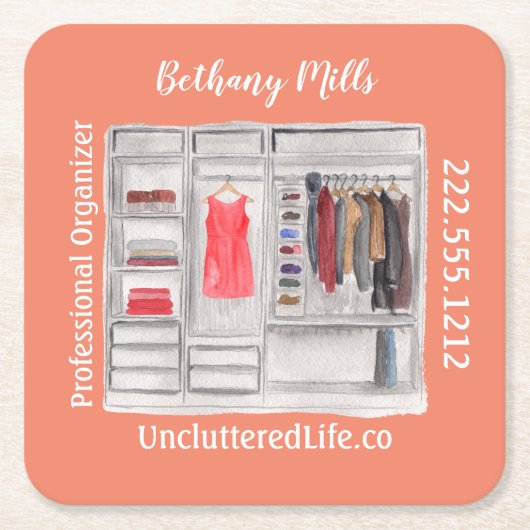 Waterverf Professional Organisator Modern Square Kartonnen Onderzetters (Voorkant)