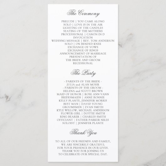 Waterverf programma Floral Wedding Programmakaart (Achterkant)