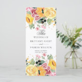 Waterverf programma Floral Wedding Programmakaart (Staand voorkant)