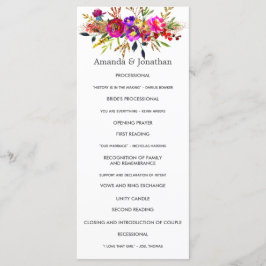 Waterverf programma Floral Wedding Programmakaart