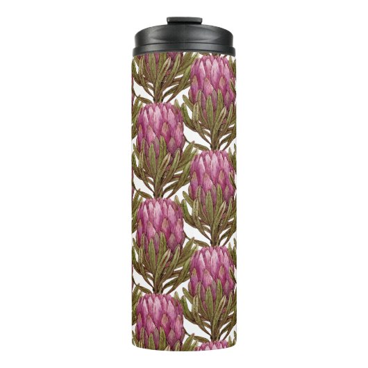 Waterverf Protea Bloem Plant Thermische Tumbler Thermosbeker (Voorkant)
