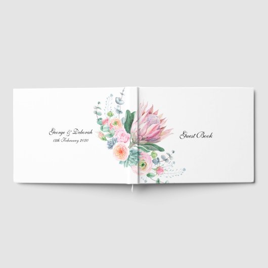 Waterverf Protea bruiloft Gastenboek (Volledig)