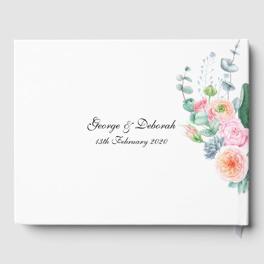 Waterverf Protea bruiloft Gastenboek (Achterkant)