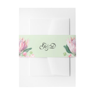 Waterverf Protea bruiloft Uitnodigingen Wikkel