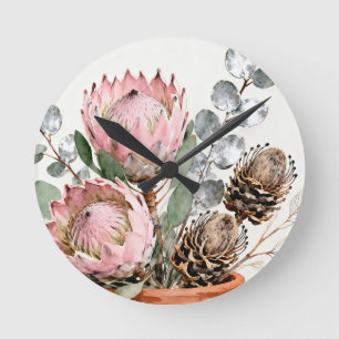 Waterverf Protea Eucalyptus Boeket Ronde Klok