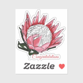 Waterverf Protea Gefeliciteerd I Sticker