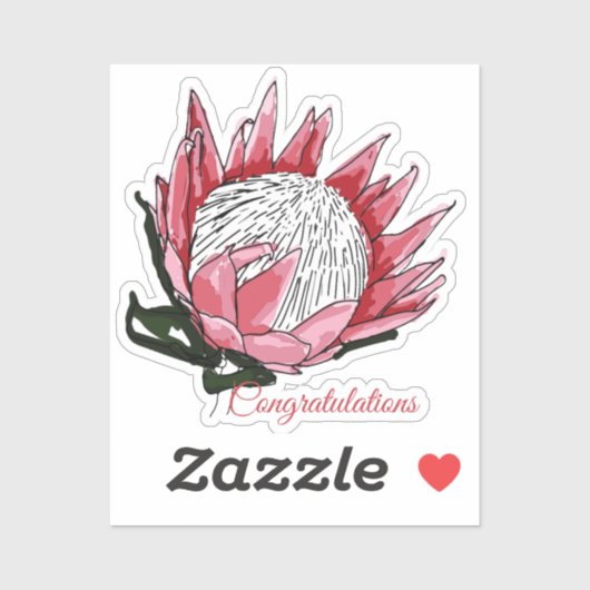 Waterverf Protea Gefeliciteerd I Sticker (Vel)
