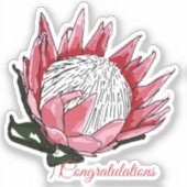 Waterverf Protea Gefeliciteerd I Sticker (Voorkant)