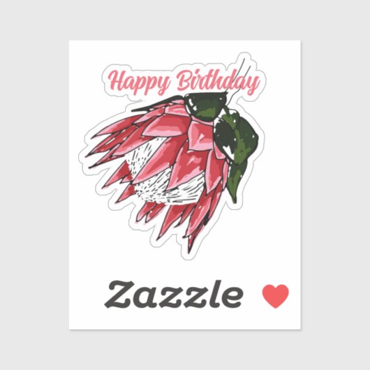 Waterverf Protea Happy Birthday Sticker I (Vel)