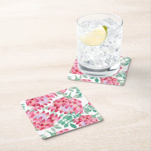 Waterverf Protea Kartonnen Onderzetters (Insitu)