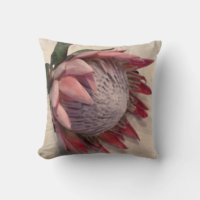 Waterverf Protea Kussen (Voorkant)