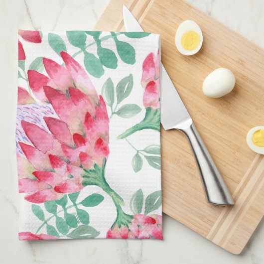 Waterverf Protea Theedoek (Quarter Fold)