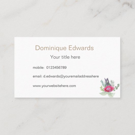 Waterverf Protheefbloem Visitekaartje (Achterkant)