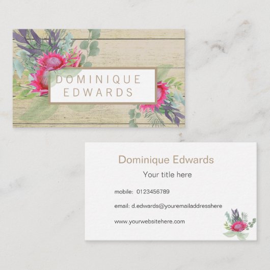 Waterverf Protheefbloem Visitekaartje (Voorkant / Achterkant)