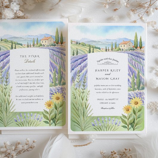 Waterverf Provence Lavendel Fields Wedding Kaart