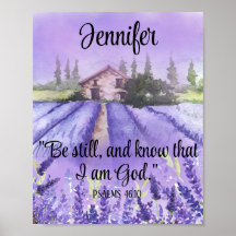 Waterverf Provence Lavender Field Scripting Faith