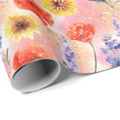 Waterverf Provence Wildflower bloemenpatroon Cadeaupapier (Rol Hoek)