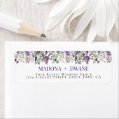 Waterverf Pruim en Lila Bloem Etiket (Insitu)