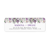 Waterverf Pruim en Lila Bloem Etiket (Voorkant)