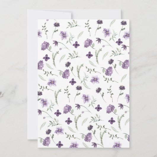Waterverf Pruim en Lila Bloemen Kaart (Achterkant)