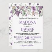 Waterverf Pruim en Lila Bloemen Kaart (Voorkant / Achterkant)