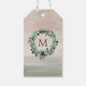 waterverf pruim en roze vrolijk kerstfeest cadeaulabel (Achterkant)