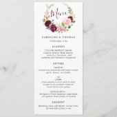 Waterverf pruim paarse & perzik bruiloft menu (Voorkant)