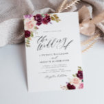 Waterverf  pruimen paarse bruiloft kaart<br><div class="desc">Een waterverf pruimen paars en perzikbloemen bruiloft. Een perfect ontwerp voor je herfst-,  zomer- en wintertrouwthema's. U kunt de tekst en het kleurendetail op deze trouwuitnodiging personaliseren.</div>