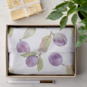 Waterverf pruimenfruit met bladeren wit tissuepapier (Geschenk)