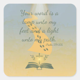 Waterverf Psalm 119:105 Vierkante Sticker