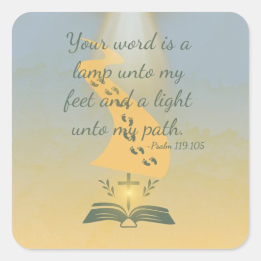 Waterverf Psalm 119:105 Vierkante Sticker (Voorkant)