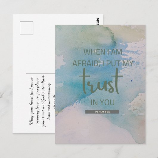 Waterverf Psalm 56:3 Briefkaart (Voorkant / Achterkant)