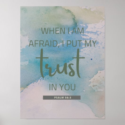 Waterverf Psalm 56:3 Poster (Voorkant)