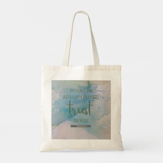 Waterverf Psalm 56:3 Tote Bag (Achterkant)