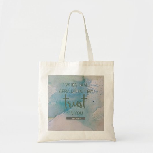 Waterverf Psalm 56:3 Tote Bag (Voorkant)
