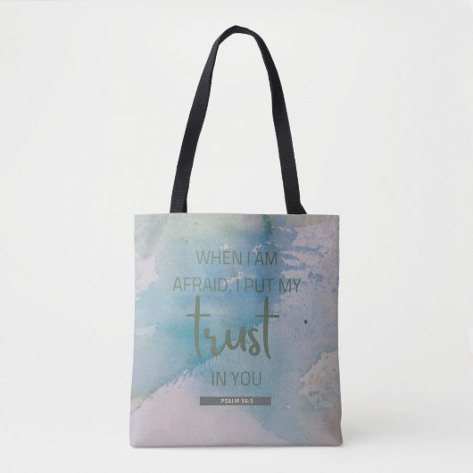 Waterverf Psalm 56:3 Tote Bag (Voorkant)