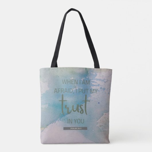 Waterverf Psalm 56:3 Tote Bag (Achterkant)
