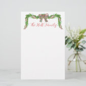 Waterverf Pset Bow Garland kerst Briefpapier (Staand voorkant)