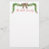 Waterverf Pset Bow Garland kerst Briefpapier (Voorkant)