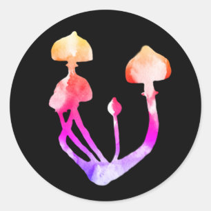 Waterverf Psychedelische Mushroom kunst Ronde Sticker
