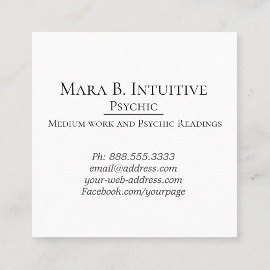 *~* Waterverf Psychisch medium Intuïtieve lezer Vierkante Visitekaartje (Achterkant)