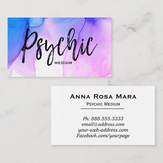 *~* Waterverf Psychisch Medium Reader Metafysisch Visitekaartje (Voorkant / Achterkant)