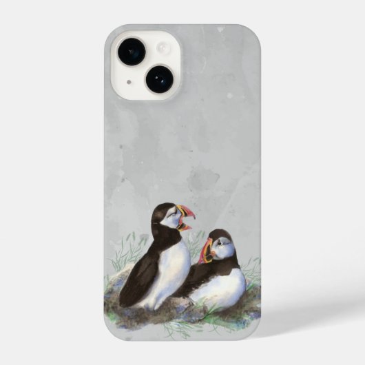 Waterverf - Puffin - Natuur van wilde dieren iPhone Hoesje (Achterkant)