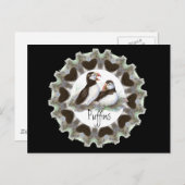 Waterverf Puffins met hart voor Puffin Fans Briefkaart (Voorkant / Achterkant)