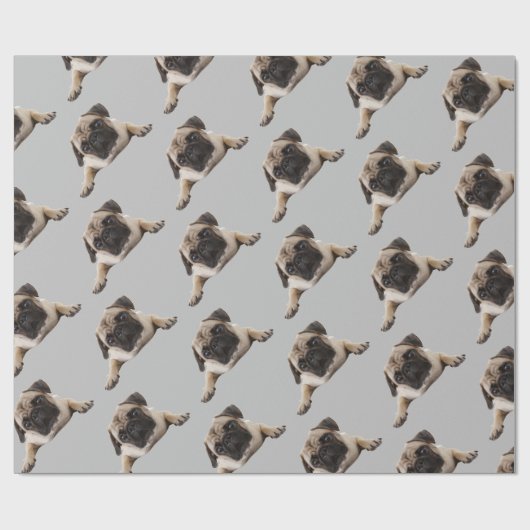 Waterverf Pug Dog Pet Animal Fun Art Cadeaupapier (Vlak)