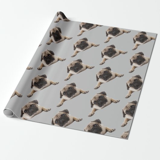 Waterverf Pug Dog Pet Animal Fun Art Cadeaupapier (Uitgerold)