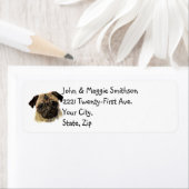 Waterverf Pug Dog Pet Dierlabel Etiket (Insitu)