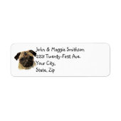 Waterverf Pug Dog Pet Dierlabel Etiket (Voorkant)
