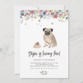  Waterverf Pug Dog Verjaardagsfeestje Kaart (Voorkant)